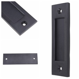 Eco-Fused 1x Sliding Barn Door Finger Pull (Black) with Self Tapping Screws - 6-Inch Solid Steel Flat Bottom Handle - Easy to Install - Ideal for Sliding Doors, Closets, Sheds, Garages