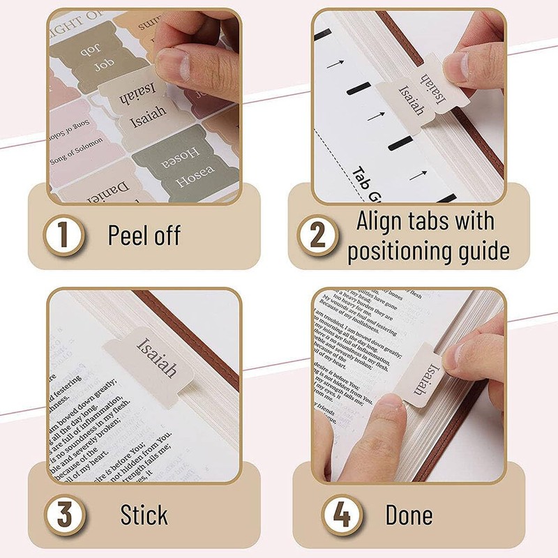 Bible Index Tabs, 5-Piece Set with Positioning Guide, Waterproof Book
