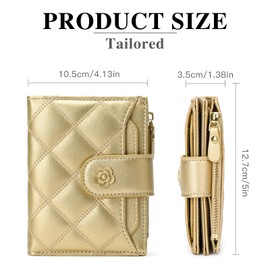 SENDEFN Women's Small Purse with RFID Blocking, Wallet with 14 Card Slots and 4 ID Windows, champagne-gold