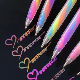 Colorful Glitter Pen, 6 Counts Spiral Writing Pen, DIY Decorative Pen for Scrapbooking, Journaling, Drawing, Writing