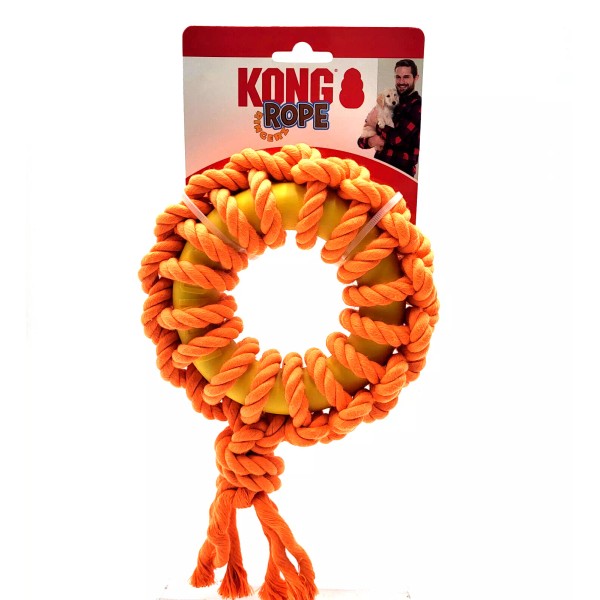 KONG Rope Ringerz Orange Easy Grip Durable Tug Fetch &