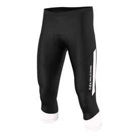 FDX Mens Quality Cycling Pant 3/4 Shorts Anti Bac Gel Padded Tights Bike Shorts (Black/White, Large)