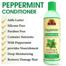 Okay | Soothing And Invigorating Peppermint Conditioner | Helps Refresh, Revitalize, And Add Softness To Hair | Sulfate, Silicone, Paraben Free For All Hair Types and Textures | Made in USA 12oz 355ml