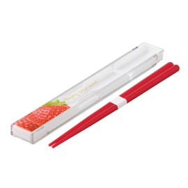 Komori Resin Chopsticks & Chopsticks Case Set, Fresco, 7.1 inches (18 cm), Strawberry