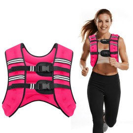 Cavry Weighted Vest, 8lb/12lb/16lb/20lb/25lb/30lb Weight Vest with Two Adjustment Straps for Men Women, Body Weight Vests Adjustable with Reflective Stripe for Strength Training, Running, Training Workout, Jogging, Walking-20LB, PINK