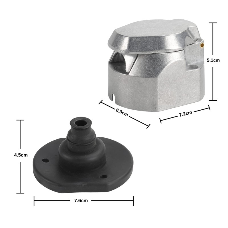 Qiping Waterproof Trailer Socket 13-Pin Metal Socket with Seals, Cable
