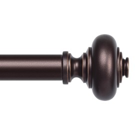 Bronze Curtain Rods for Windows 48 to 84 Inch, Boho Vintage Decorative 1 Inch Diameter Brown Curtain Rod, Adjustable Heavy Duty Rustic Farmhouse Drapery Pole Set with Bronze Grain Finials