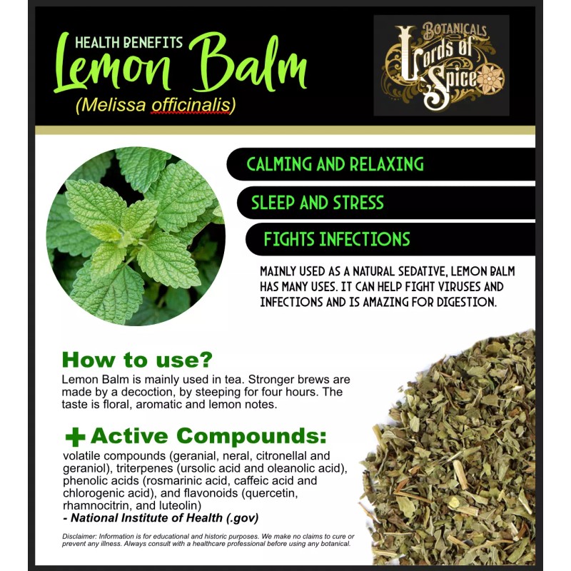 100% Pure Lemon Balm Extract Lemon Balm Tincture Organic Drops