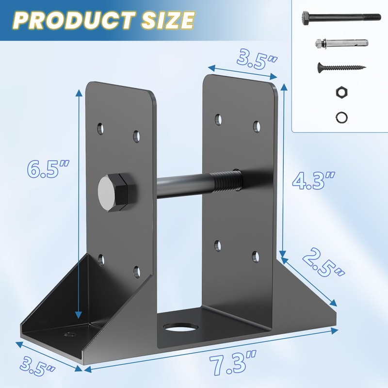 TAYORY 4x4 Post Base 4 Pcs,Inner Size 3.6"x3.6" Post Anchors,