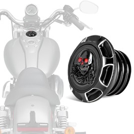 Motorcycle Gas Tank Cap Fit for Harley Sportster 1200 883, Softail, Road King, Iron 883 1200, Freewheeler, Forty Eight, Fat Boy, Dyna | Skull Pattern Fuel Tank Cove (Black)