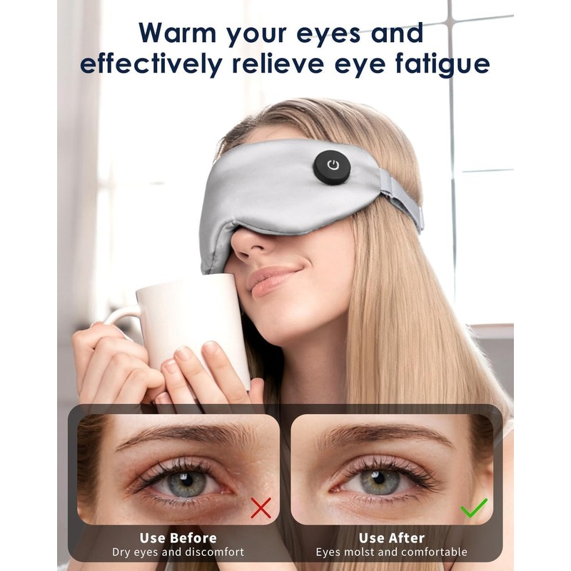 Heated Eye Mask for Dry Eyes, Cordless Sleep Mask with