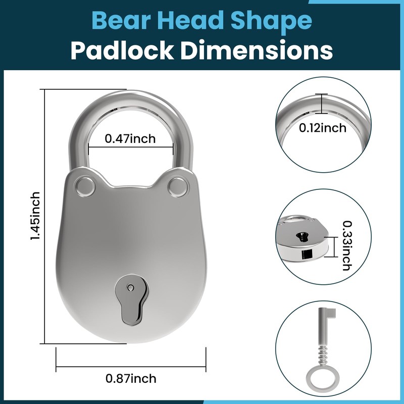 SDTC Tech 2pcs Mini Antique Padlock Retro Vintage Style Bear