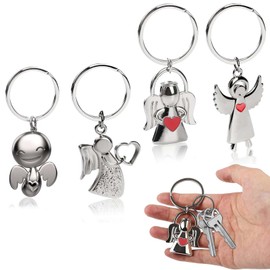 Guardian Angel Keychain – Protective Angel Charm, Perfect for Loved Ones, Set of 4 Unique Designs, Ideal for All Occasions