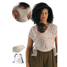 Konny New and Improved Baby Carrier Flex SoftBreeze(Includes Head Support) - Adjustable, Easy to Wear and Wrap Baby Sling, Perfect for Newborn Babies Essentials up to 44 lbs (XS-XL) - Beige
