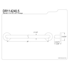 Kingston Brass DR114240 Americana Grab Bar, 24" Length, Matte Black