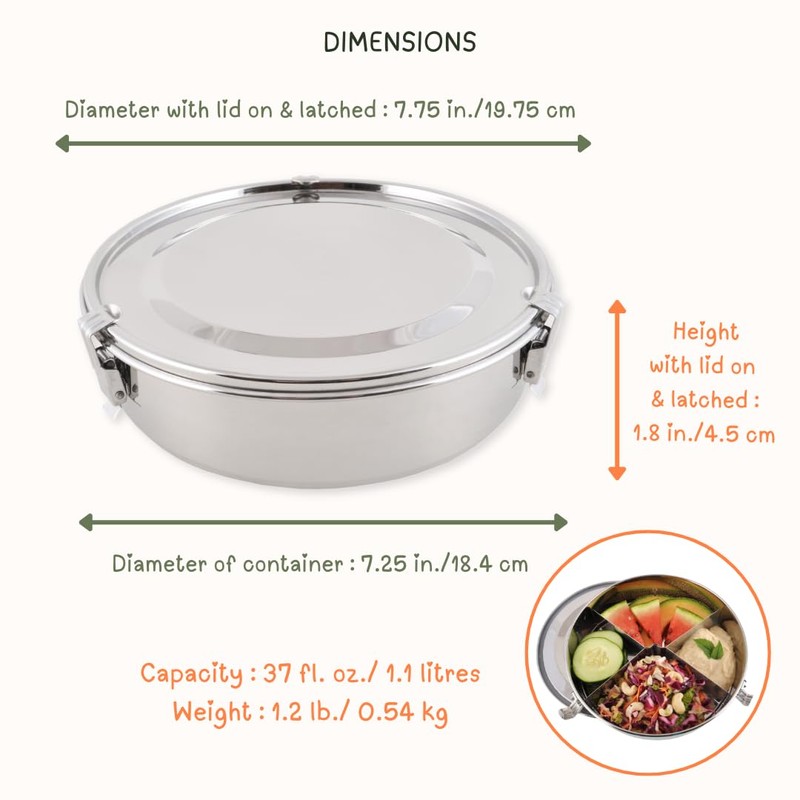 Life Without Plastic Round Stainless Steel Airtight Take-Out Container with