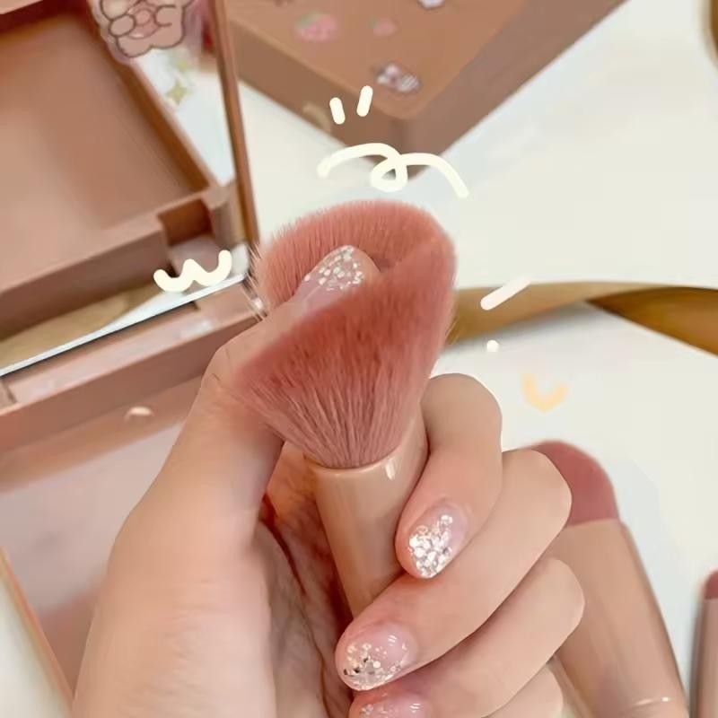5-Piece Travel Makeup Brush Set with Mirror for Daily Touch-Ups