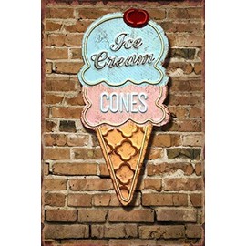 TOCMANE Retro Ice Cream Shaped Metal Tin Sign Indoor & Outdoor Home Bar Coffee Kitchen Ice Cream Shop Wall Decor Tin Sign 8x12 inch