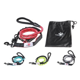 Tapylove Dog Lead - Length Approx. 2 m - Robust with Carabiner - Shock Absorber - Comfortable Padded Handle - Reflective Lead - Bungee Dog Lead (Green)