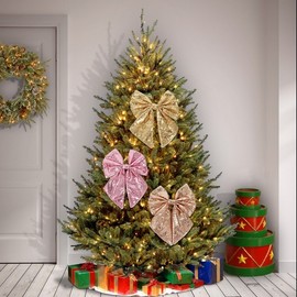 New Christmas Ribbon Party Decoration Tree Sequin Ornament Free Size/Option NO.5 5ea