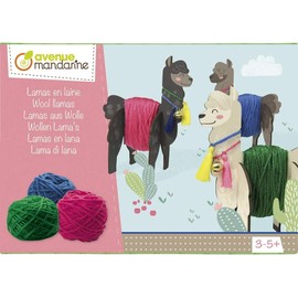 Avenue Mandarine KC067C Creative Set (Lamas Made of Wool, Ideal for Children from 3 Years), 1 Set, Colourful