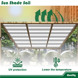 Goleray 11'x22' Sun Shade Cloth with Grommets Rectangle Sail Shade Pergola Canopy Patio Cover Outdoor Awning Gazebo Shelter, Gray White Strip