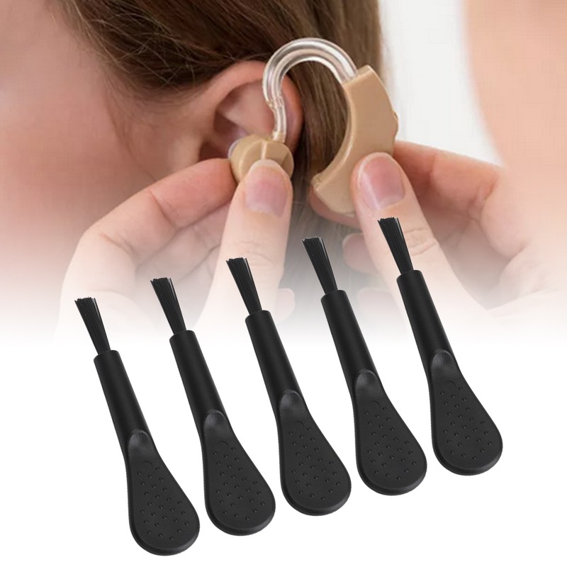 20pcs Black Handle Black Hair Sound Aid Cleaning Brush Professional