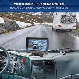 SZHSTECS Truck Reverse Camera 7 Inch 4K Display Screen Voice Control System IP68 Infrared Night Vision Wide Angle Reverse Camera Suitable Vehicles Buses Trailers RV Trucks Campers Tractors (12-24V)