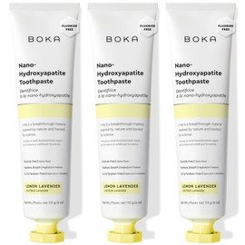 Boka Fluoride Free Toothpaste, Nano Hydroxyapatite Toothpaste, Appropriate for Sensitive Teeth - for Adult, Kids Oral Care - Lemon Lavender Flavor, 4 Fl Oz 3Pk US Manufactured
