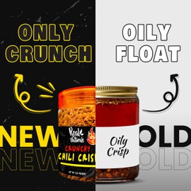 Chili Crisp No-Floating Oil (Extra Hot) spicy chilli crisp crunch. Crispy garlic & onion "no-oil" chili oil crisp by Real Naturals. Chili garlic sauce umami ramen toppings & rice furikaki.