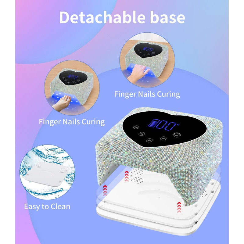 HUGMAPLE Cordless UV Nail Lamp for Gel Nails 72W, Rechargeable