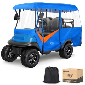 10L0L 4 Passenger Golf Cart Enclosure - 86" Roof Fit, Universal Golf Cart Cover for Yamaha Club Car EZGO,Waterproof 600D Rain Cover,Transparent Tail Light Panel,Foldable Door,4-Sided Clear Windows