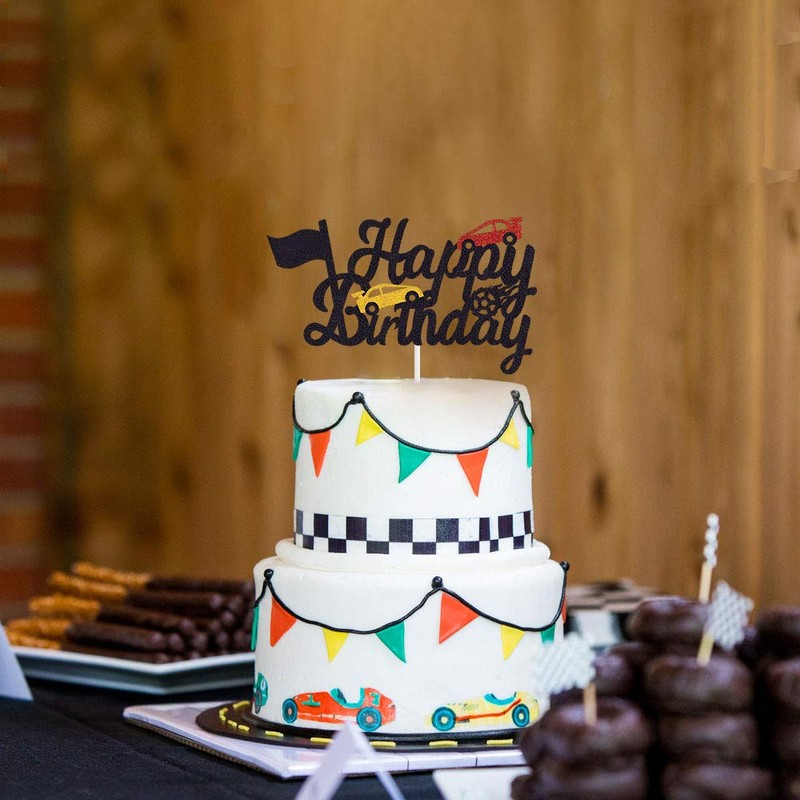 Decoración para tarta de cumpleaños para niños y niñas Auto