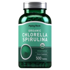 Piping Rock Organic Chlorella Spirulina 500 Vegetable Tablets, 500 Tablets, 1 Piece / 파이핑록 오가닉 클로렐라 스피루리나 500베지타블렛, 500정, 1개
