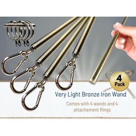 OooWow 46 inch (4 Pack) Light Bronze Iron Curtain Pull Wand - Drapery Pull Rod - Strong Curtain Pull Rod - Metal Drapery Wand - curtain wand (46in AB 4pk)