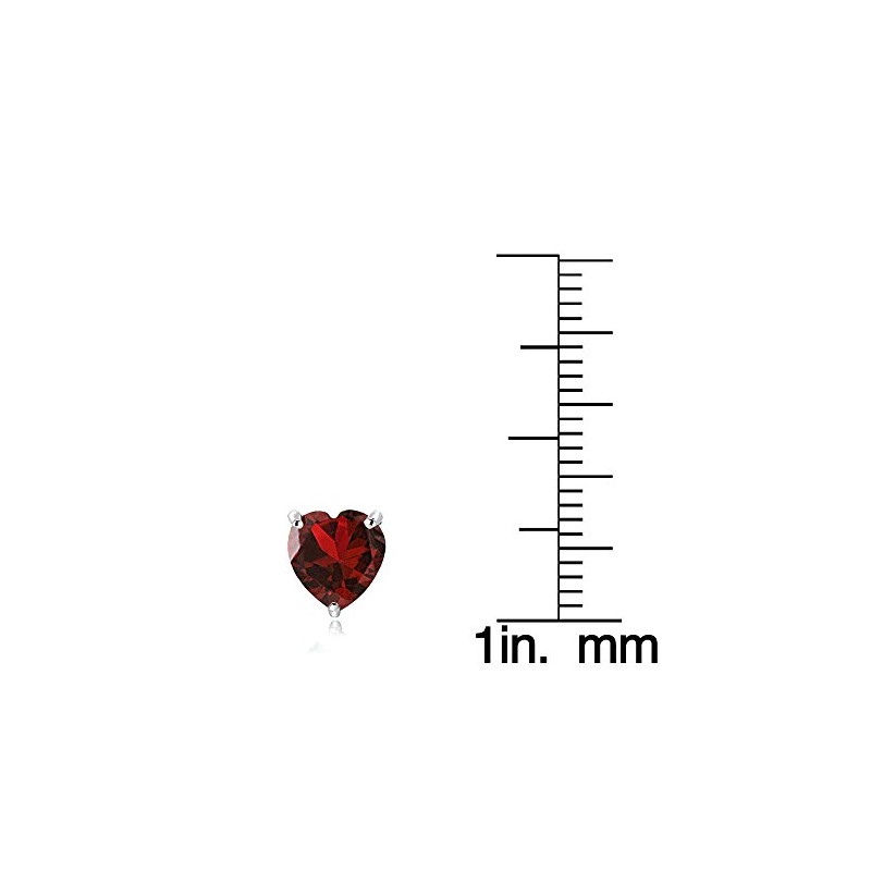 Sterling Silver Created Ruby 7mm Heart Stud Earrings