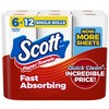 Scott Paper Towels, Choose-A-Sheet, 6 Double Rolls = 12 Regular