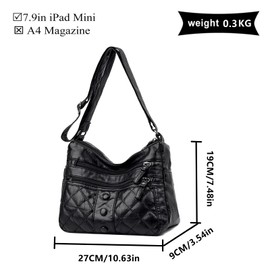 LIN KANG Ladies Handbags Shoulder Bag Soft PU Leather Crossbody bag for Women Multi Pockers Waterproof Lightweight Shoulder Bag Travel Bag with Adjustable Shoulder Strap Black