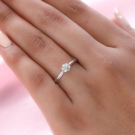 Shop LC 925 Sterling Silver Platinum Rhodium Plated White Diamond Flower Birthstone Engagement Ring for Women Jewelry Gifts for Women Size 6 Ct. 0.1 I3 clarity Costume Jewelry for Women Birthday