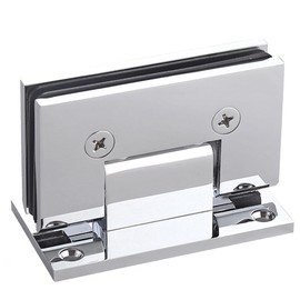 NovaNectar Brass Glass Door Hinge,90 Degree Heavy Duty Short Back Plate Hinges, Shower Door Hardware Replacement for 5/16" to 1/2" (8 to 12 mm) Tempered Glass, Chrome