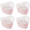 Sizikato Heart-Shaped Pink Porcelain Souffle Dishes, Ramekins - 3.5 Inches