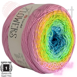 YarnArt Flowers - Mezcla de acrílico de algodón degradado, 250 g, 1094 yardas, hilo deportivo ligero para ganchillo, tejer, chales, proyectos de verano (312)
