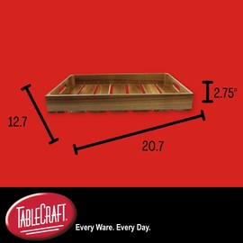 TableCraft CRATE11 1:1 Gastro Serving and Display Crate, 20 3/4" x 12 3/4" x 2 3/4", Acacia Wood, Natural & Versatile Design, Ideal for Serving, Display, or Storage, Wipe Clean Only