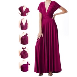 INFIWING Infinity Dress with Bandeau Bridesmaid Dresses, Long Plus Size Wrap Dress, Women, Multiway Dress, Wedding Guests, Maid of Honour Dress, plum
