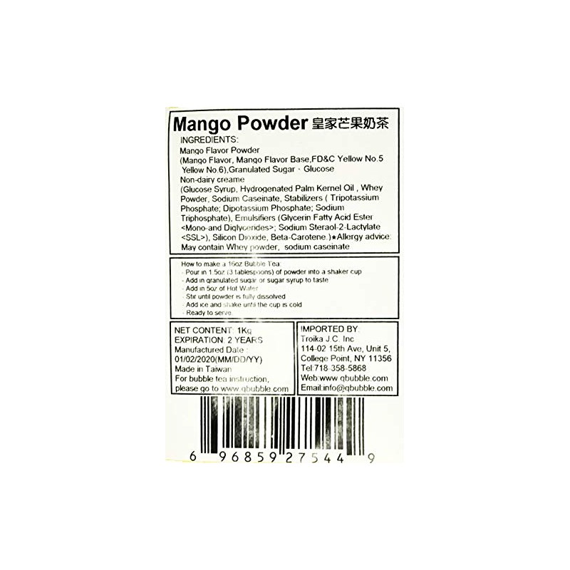 Qbubble Tea Powder, Mango, 2.2 Pound