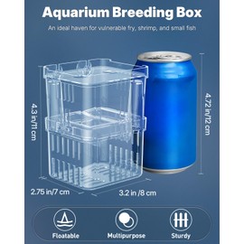 Pawfly Small Aquarium Fish Breeding Box for Fish Tank Fry Hatchery, Incubator Hatching Box for Baby Fish Shrimp Isolation Box for Aggressive Fish Guppy