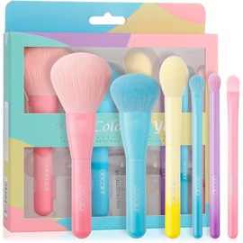 docolor Set de Brochas de Maquillaje 6PZ para Rostro y Ojos, Incluye Base, Polvo, Rubor, Contour, Corrector y Sombras, Tamaño Viaje, Veganas y Libre de Crueldad