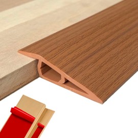 Vinyl Floor Transition Strip Door Threshold Self Adhesive 72 inch, Thresholds for Doorways, Edge-Reducer Transition-Strips for Door/Floor (Light Brown)