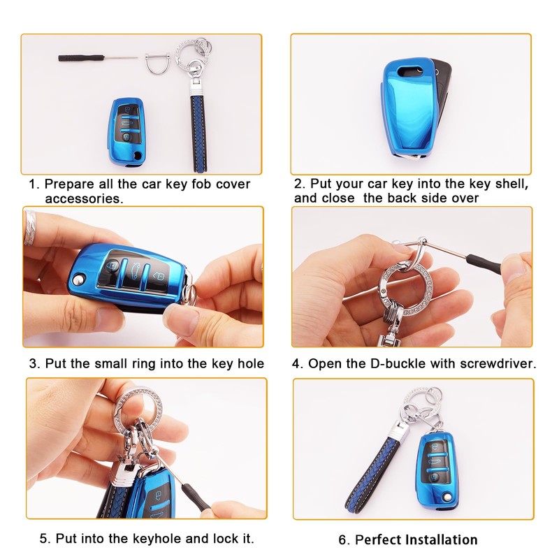 Koaudb Car Key Case Cover Fits, blue
