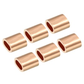 PATIKIL Pack of 6 Copper Wire Rope Crimping Loop Sleeve 5/32 Inch / 4 mm Copper Single Oval Hole Cable Clamps for Wire Rope and Cable Ferrule, Golden
